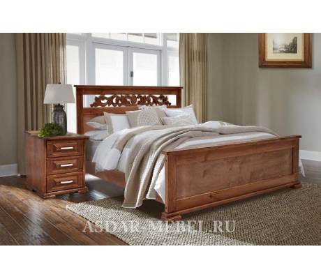 Деревянная кровать на заказ Лира с резьбой