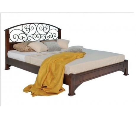 Деревянная двуспальная кровать Омега с ковкой 2
