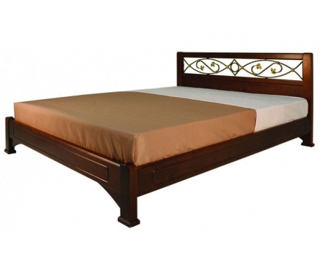Деревянная двуспальная кровать Омега с ковкой 3