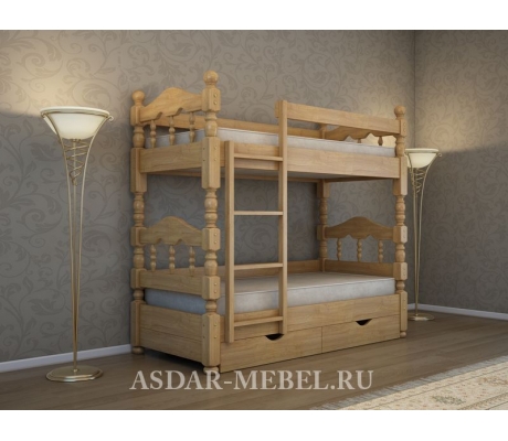 Деревянная двухъярусная кровать Точенка