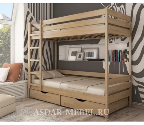 Деревянная двухъярусная кровать Классика