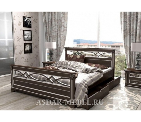 Деревянная двуспальная кровать Лирона