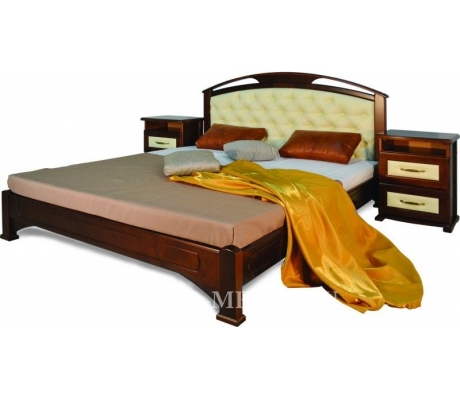 Деревянная кровать на заказ Омега сетка со вставкой