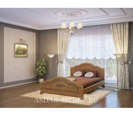 Деревянная двуспальная кровать Сатори