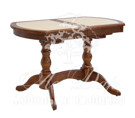 Обеденный стол из сосны Илья кафельный радиусный