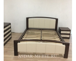 Деревянная двуспальная кровать Бали со вставкой