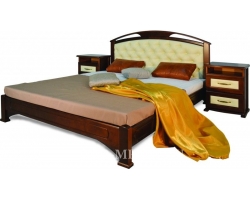 Деревянная кровать с мягким изголовьем Омега сетка со вставкой